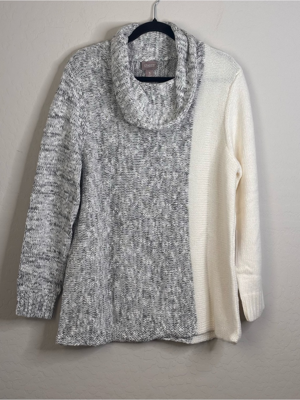 NWT Chico's Two-Toned Cowl Neck Sweater in Size 3 (XL Size 16)